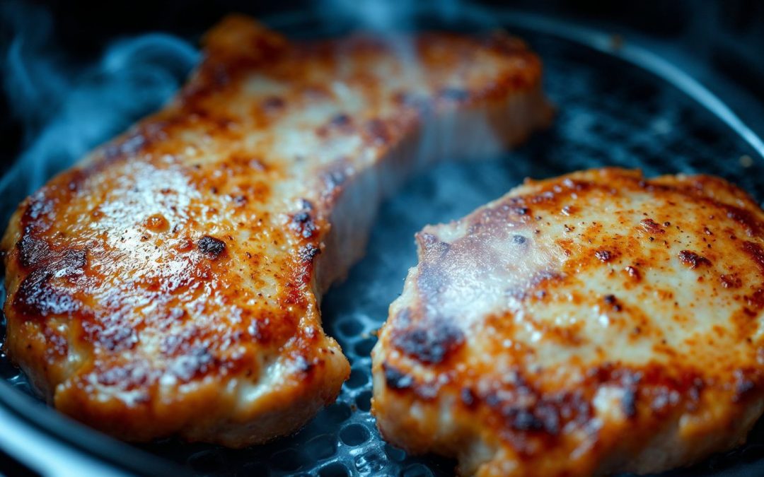 Bisteca de porco na airfryer: suculenta por dentro, douradinha por fora (receita fácil e rápida!)