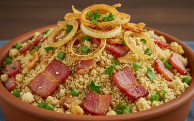 Farofa de bacon crocante com cebola crispy: Sabor e textura Irresistíveis