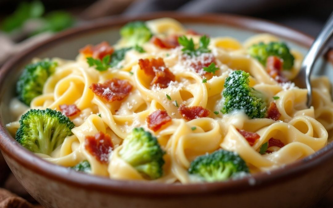 Macarrão cremoso com brócolis e bacon: Receita fácil