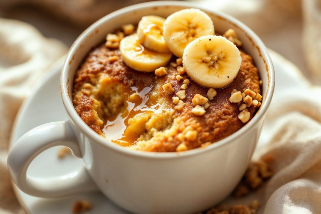 Bolo de caneca fit (banana e aveia): fofinho, saudável e pronto em 2 minutos!