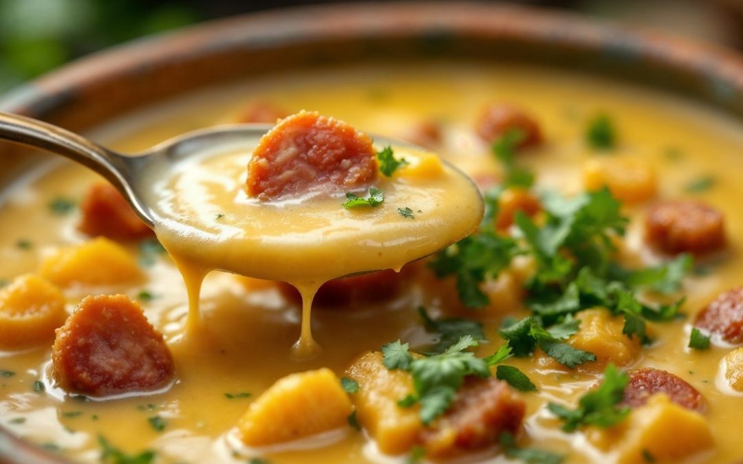 Caldo de Mandioca com Calabresa: cremoso, fácil e perfeito para aquecer!
