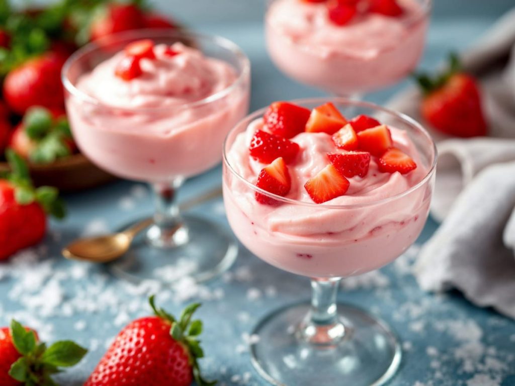 Creme Gelado de Morango (Fácil e Rápido!): A Sobremesa Leve com Iogurte Que Encanta!