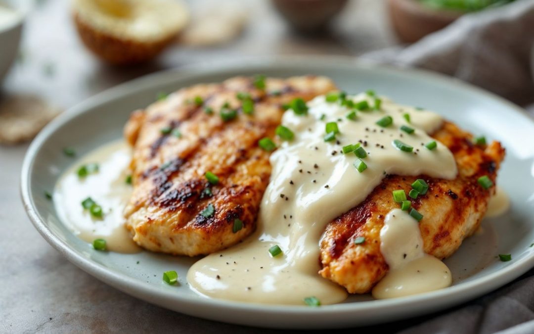 Frango Grelhado ao Molho Cremoso de Alho: receita fácil, rápida e suculenta!