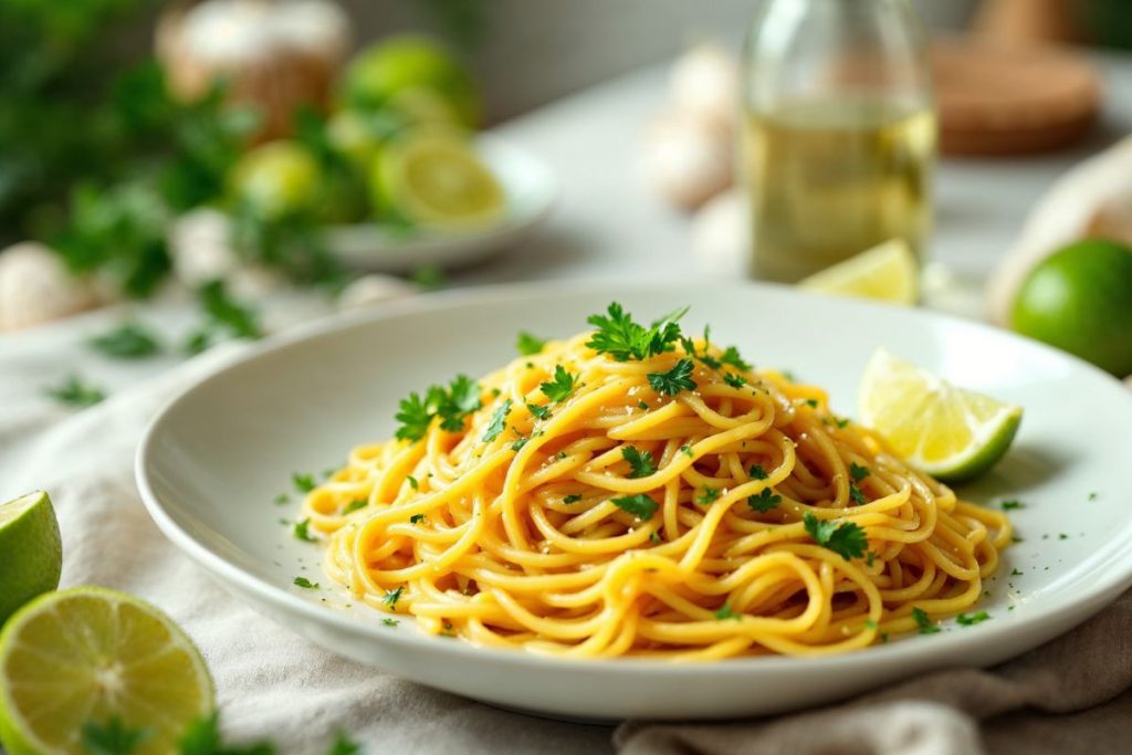 Macarrão alho e óleo com toque de limão – Simples, rápido e cheio de sabor