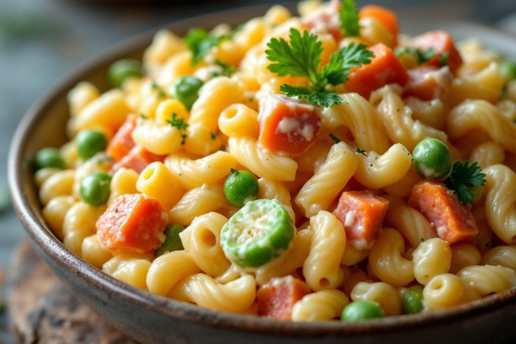 Macarronese simples e cremosa: a salada de macarrão perfeita para o churrasco ou almoço!
