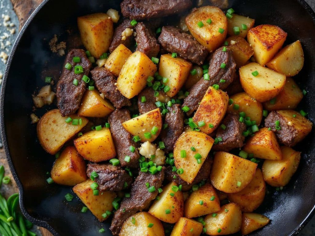 Receita de bife em tiras com batata na frigideira: Sabor caseiro rápido para a semana!