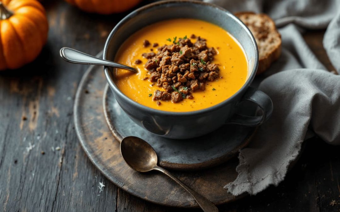 Creme de abóbora com carne moída: A sopa cremosa e nutritiva que aquece o inverno!