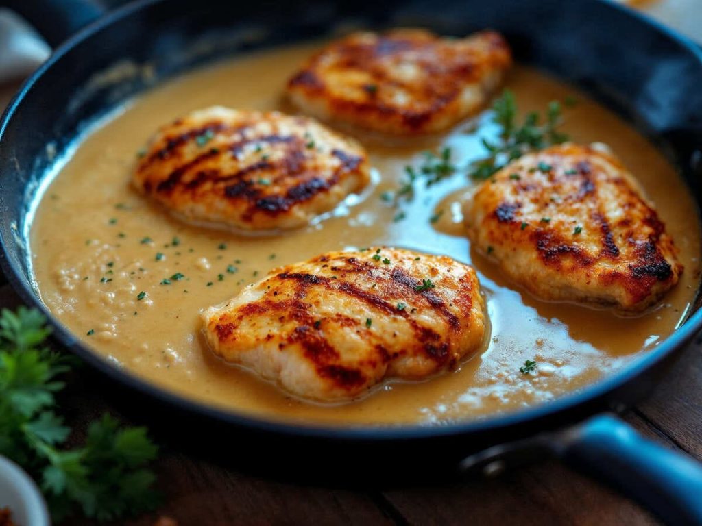 Filé de frango ao molho de mostarda cremoso: Jantar rápido e sofisticado!