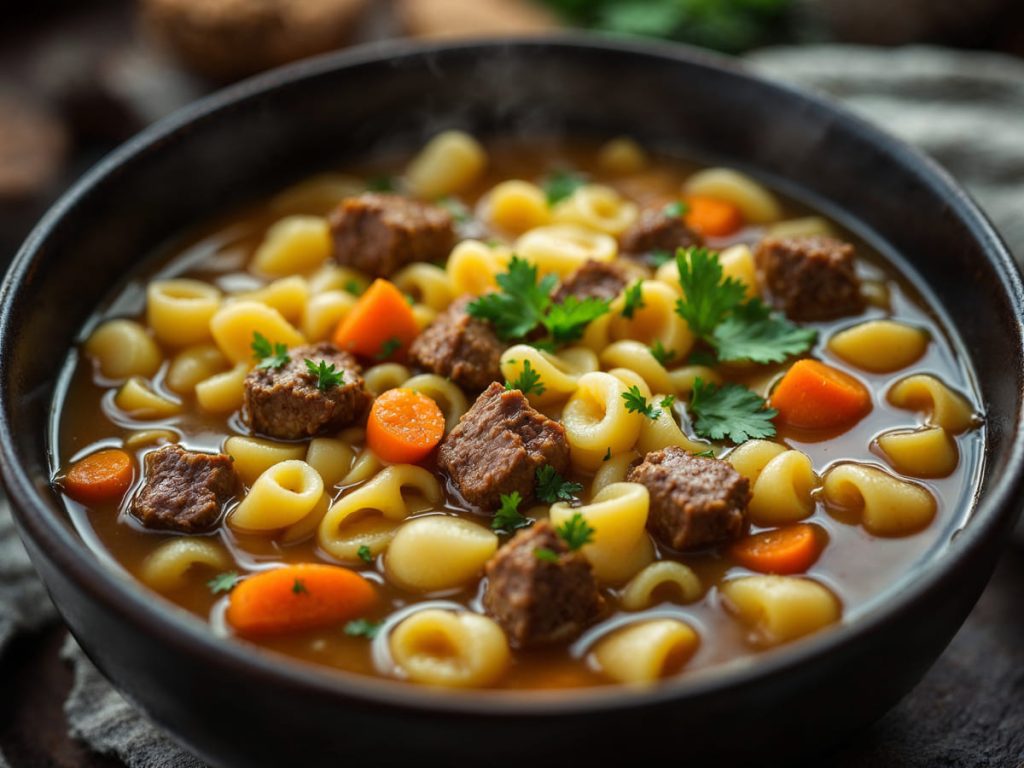 Sopa de macarrão com batata e carne: A receita de vó para aquecer a alma!